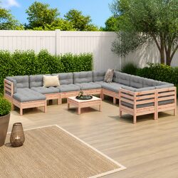 Garden Sofa Set 12 Piece Modular Outdoor Furniture with Cushions Wood Patio