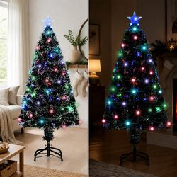 Pre-lit Artificial Christmas Tree 120cm Green White Fibre Optic LED Lights