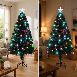 Pre-lit Artificial Christmas Tree 120cm Green Fibre Optic LED with Stand
