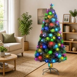 White Artificial Pre-lit Christmas Tree 120cm LED Fibre Optic Festive Holiday