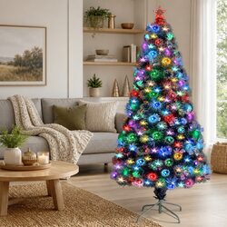 Artificial Pre-lit Christmas Tree White 120 cm LED Fibre Optic Holiday