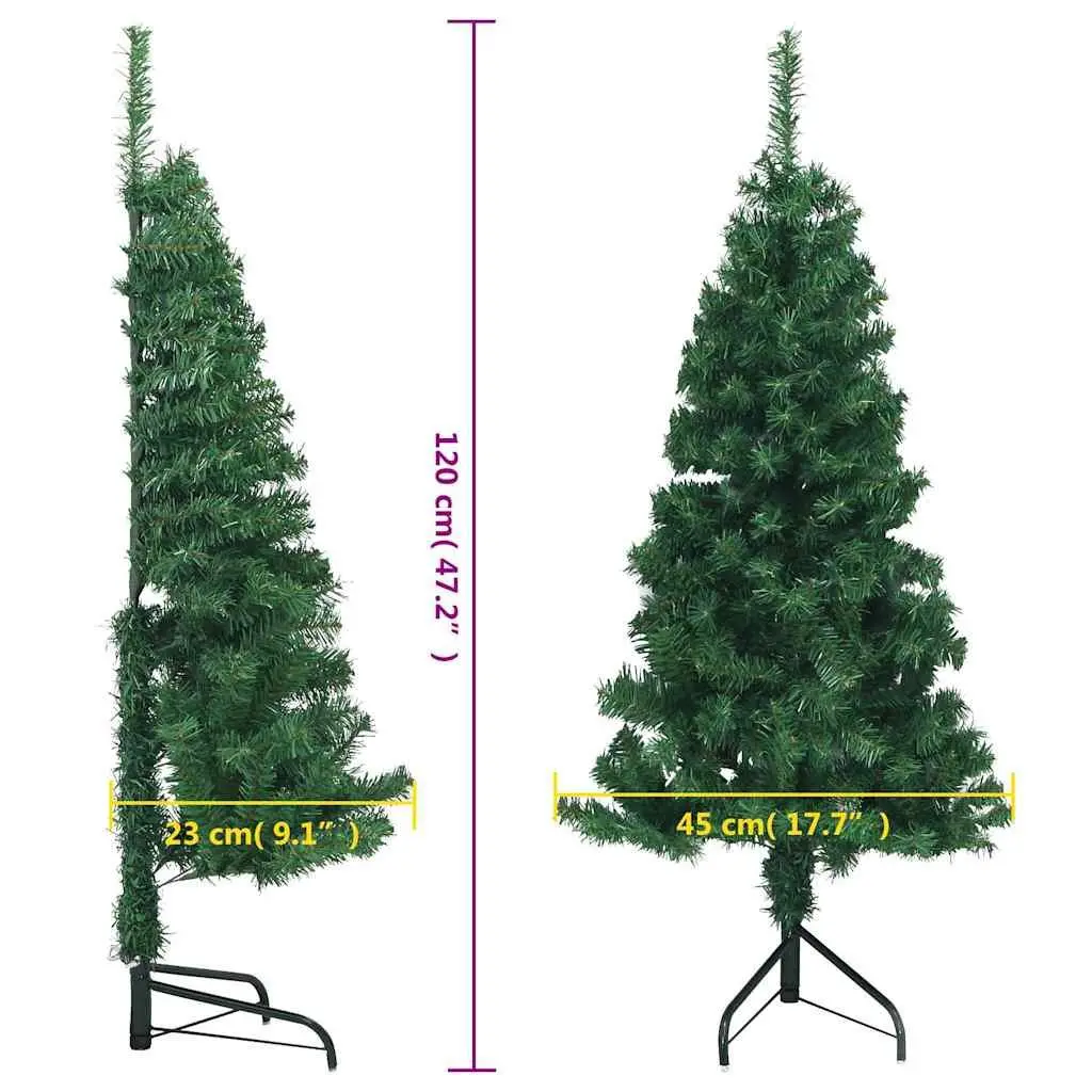 Corner Artificial Christmas Tree 120cm Green PVC Adjustable Branches