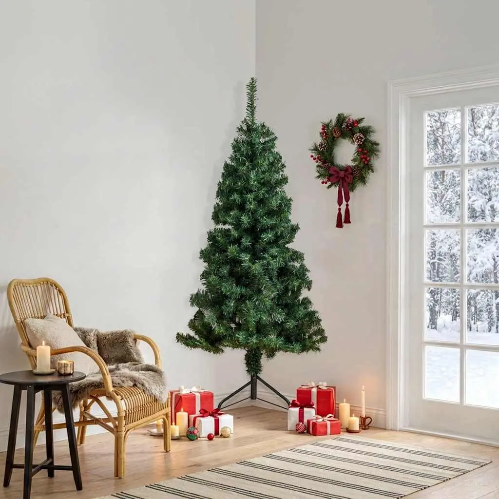 Corner Artificial Christmas Tree Green 210cm Indoor Outdoor Holiday Decoration