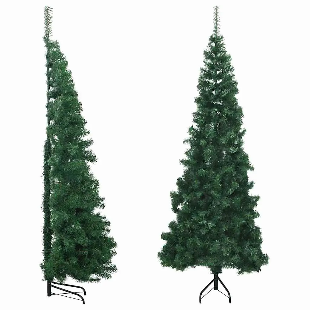 Corner Artificial Christmas Tree Green 240cm PVC Adjustable Branches for Indoor Display