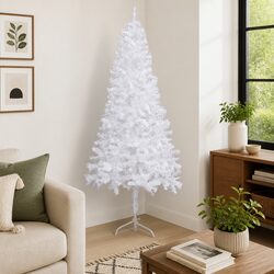 Corner Artificial Christmas Tree White 240cm PVC Holiday Seasonal Decoration