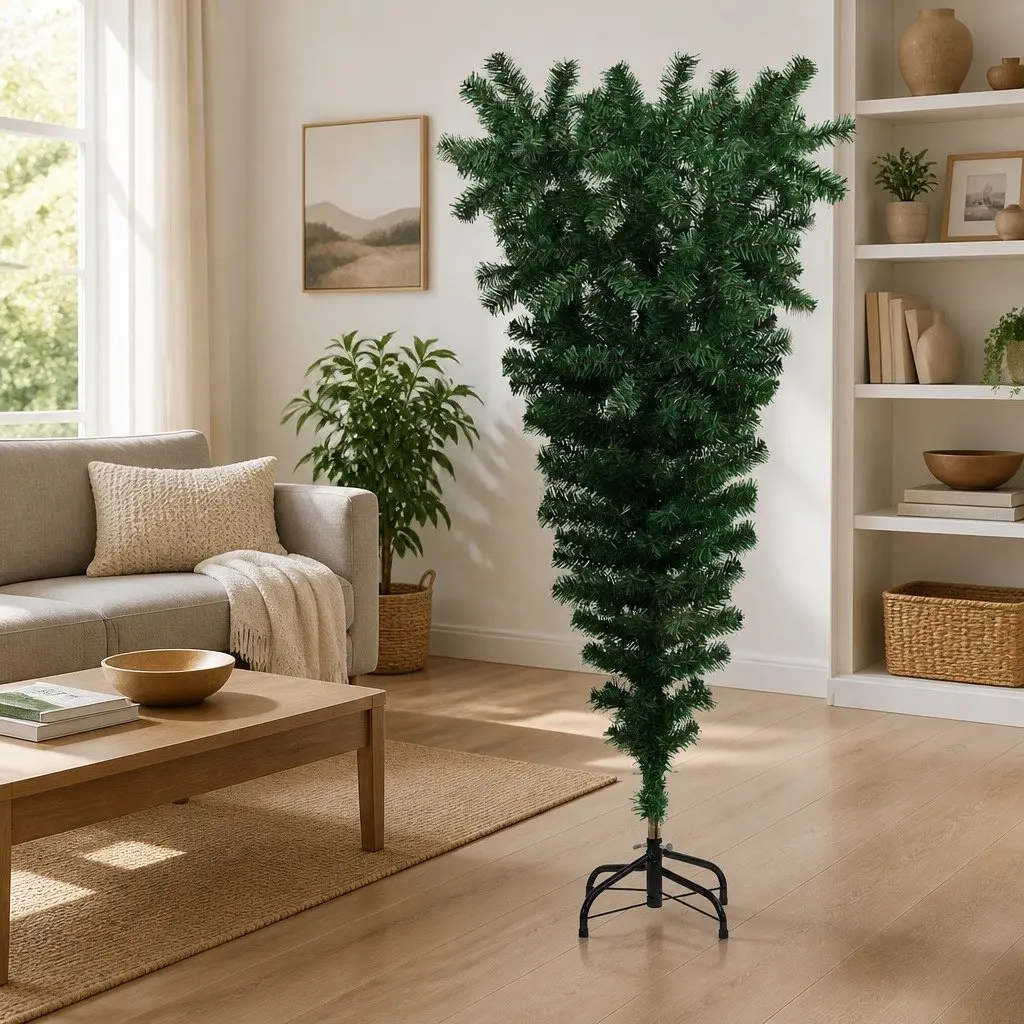 Artificial Christmas Tree Upside-Down 120cm Green with Steel Stand