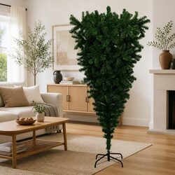 Upside-Down Artificial Christmas Tree with Steel Stand Green 180cm Holiday