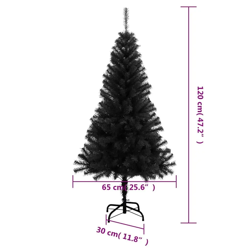 Black Artificial Christmas Tree 120cm PVC Indoor Outdoor Seasonal Holiday