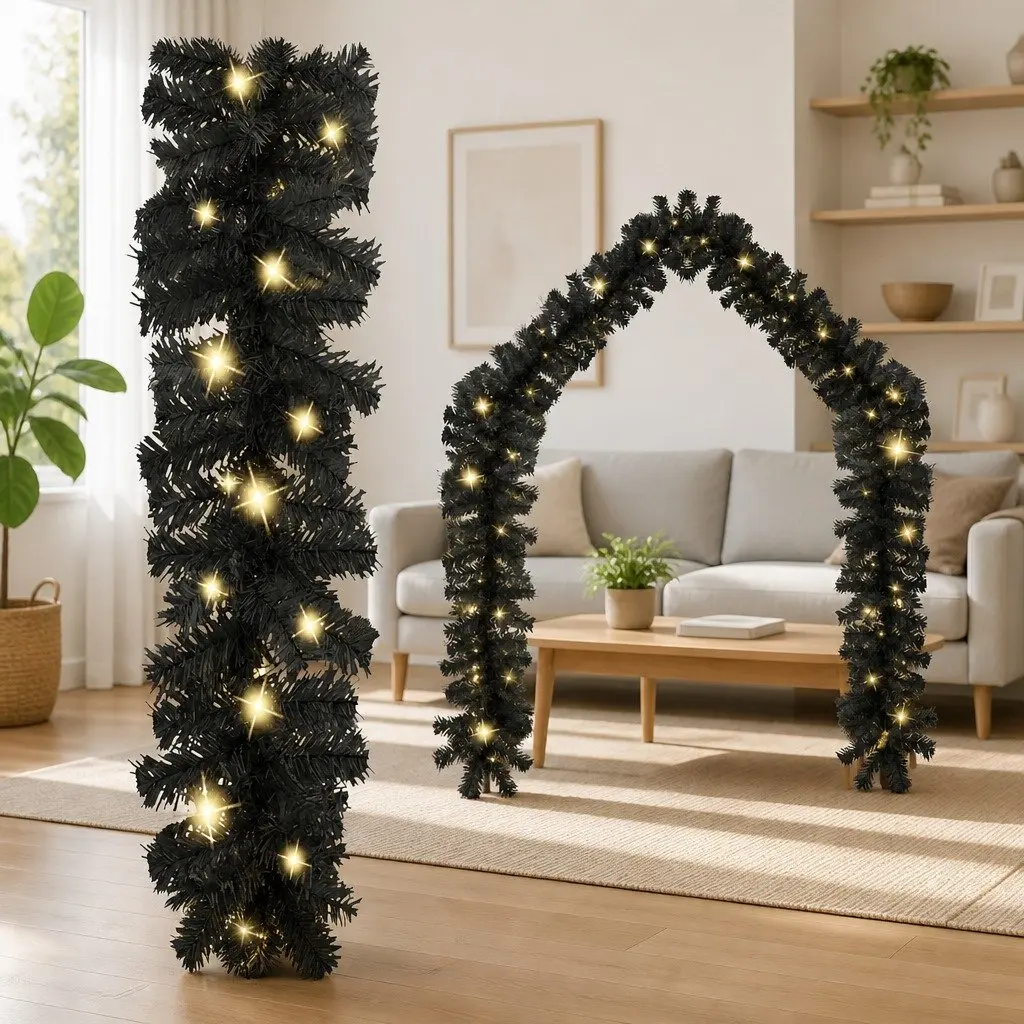 Christmas Garland LED Lights 20M Black Indoor Holiday Decor