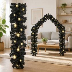 Christmas Garland LED Lights 20M Black Indoor Holiday Decor Festive Decoration