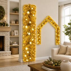 Christmas Garland with LED Lights 10m Gold Festive Holiday Decoration Hanging
