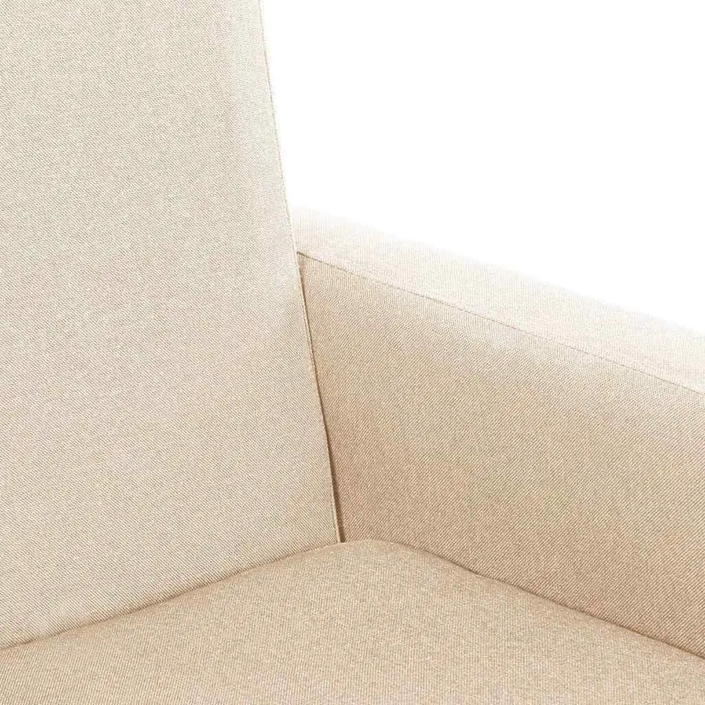 Rocking Chair Upholstered Fabric Seat Wooden Frame Cream Colour