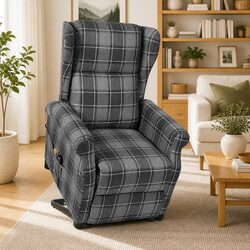 Stand Up Massage Chair Grey Fabric Recliner Lift Function Electric Vibration