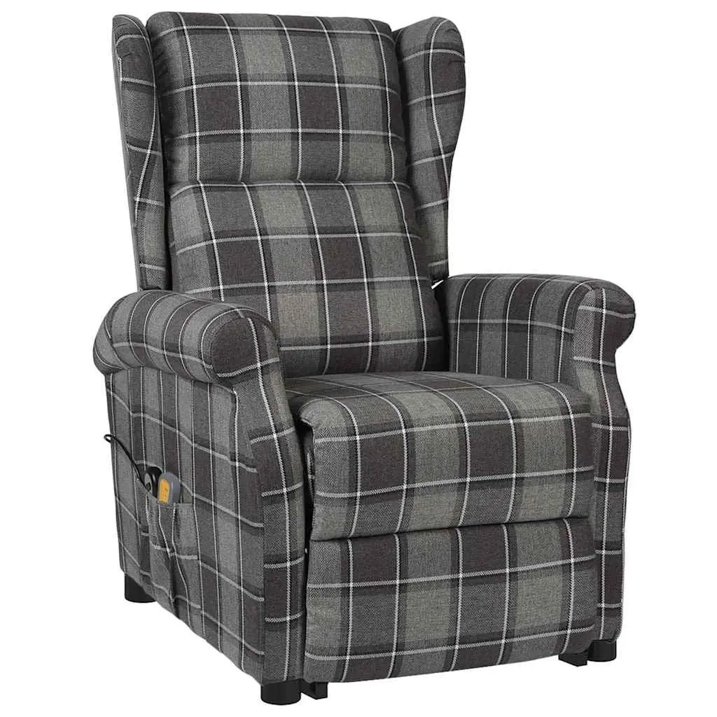 Electric Massage Chair Stand Up Function Grey Fabric Recliner with Vibration Massage