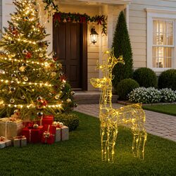 Standing Reindeer Christmas Decoration 90 LED Warm White Lights Acrylic Outdoor