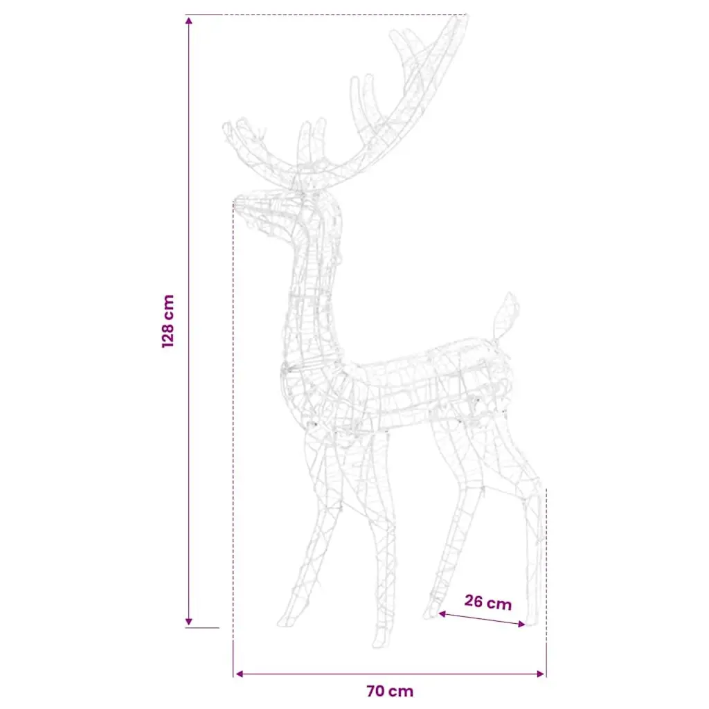 Acrylic Reindeer Christmas Decoration Pre-lit 140 LED Lights 128cm Blue Indoor Outdoor