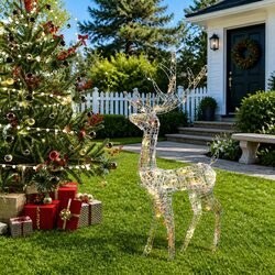 Acrylic Reindeer Christmas Decoration 140 LED Lights 128cm Outdoor Indoor