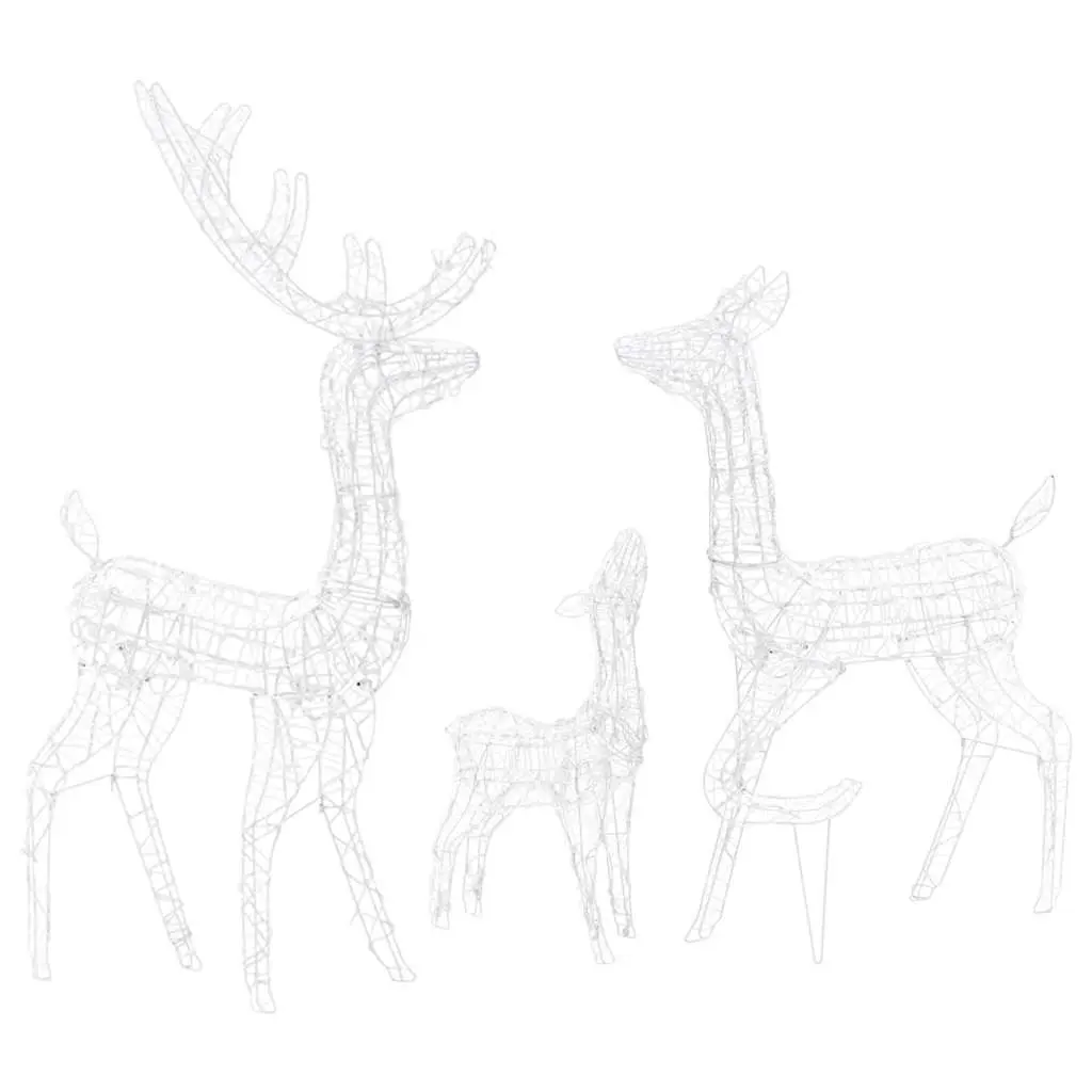 Acrylic Reindeer Family Christmas Decoration 300 LED Cold White Indoor Outdoor