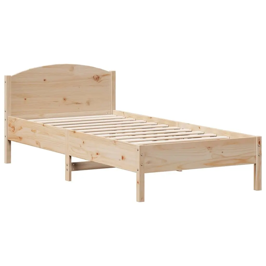 Solid Wood Pine Bed Frame with Headboard and Storage Shelves 90x190 cm Brown