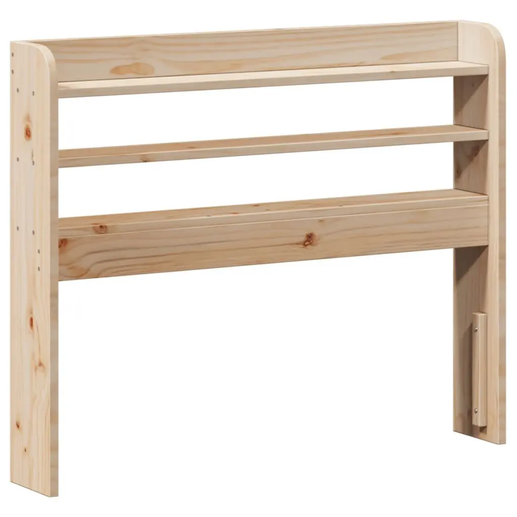 Solid Wood Pine Bed Frame with Headboard and Storage Shelves 90x190 cm Brown