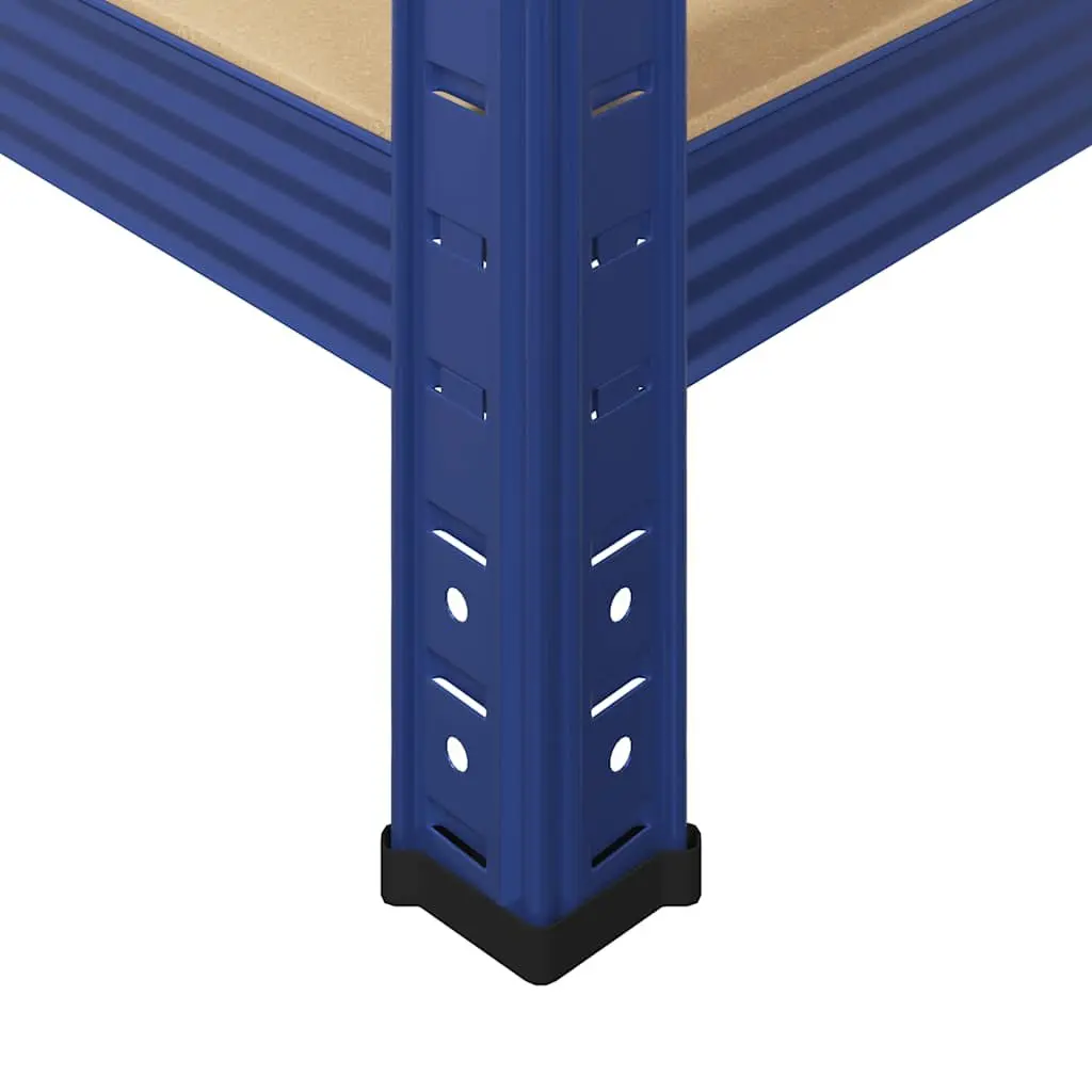 Industrial Storage Shelves Heavy-Duty Steel Engineered Wood 5-Layer Blue 4 Piece Set
