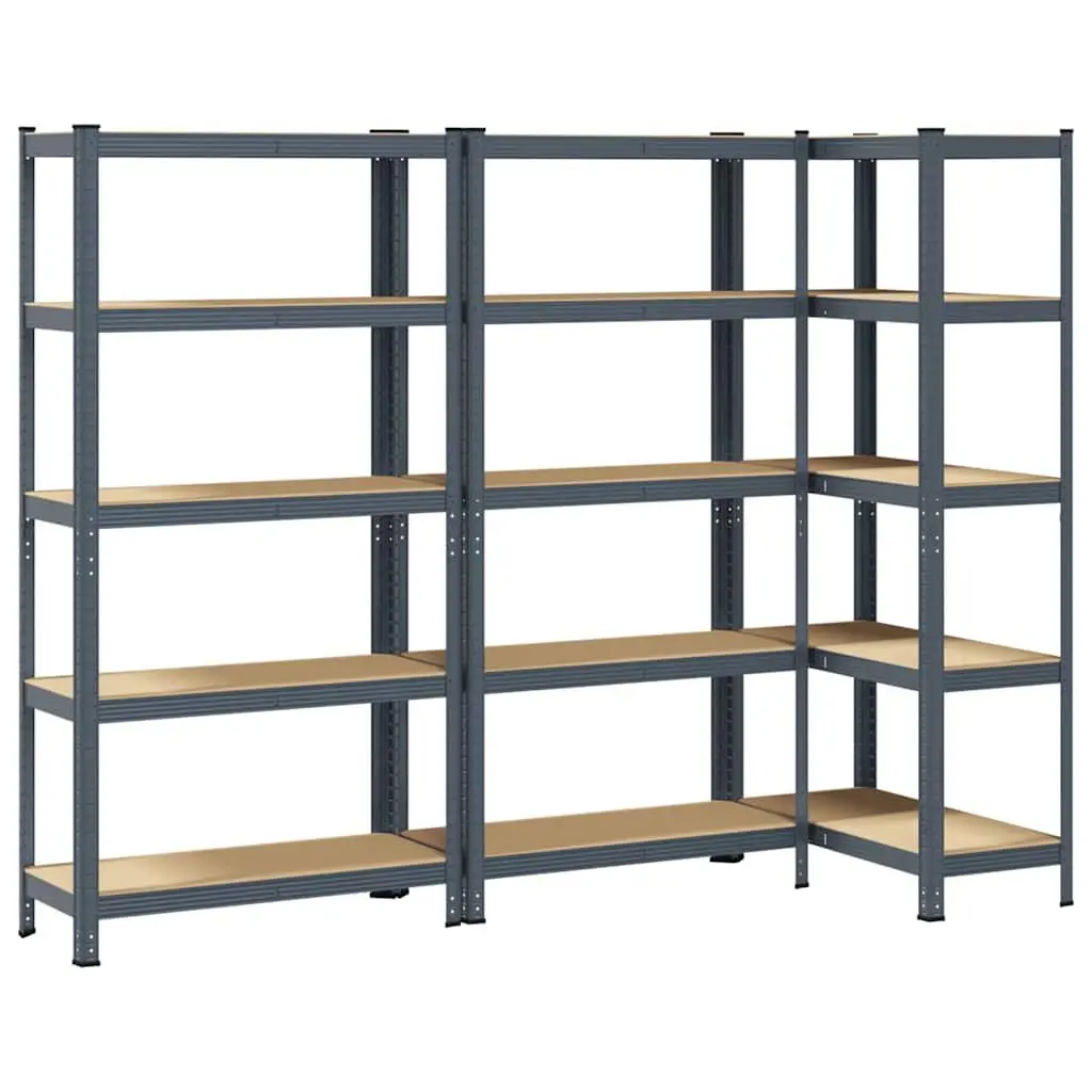 Industrial Storage Shelves Steel Frame Engineered Wood 5 Adjustable Levels Anthracite