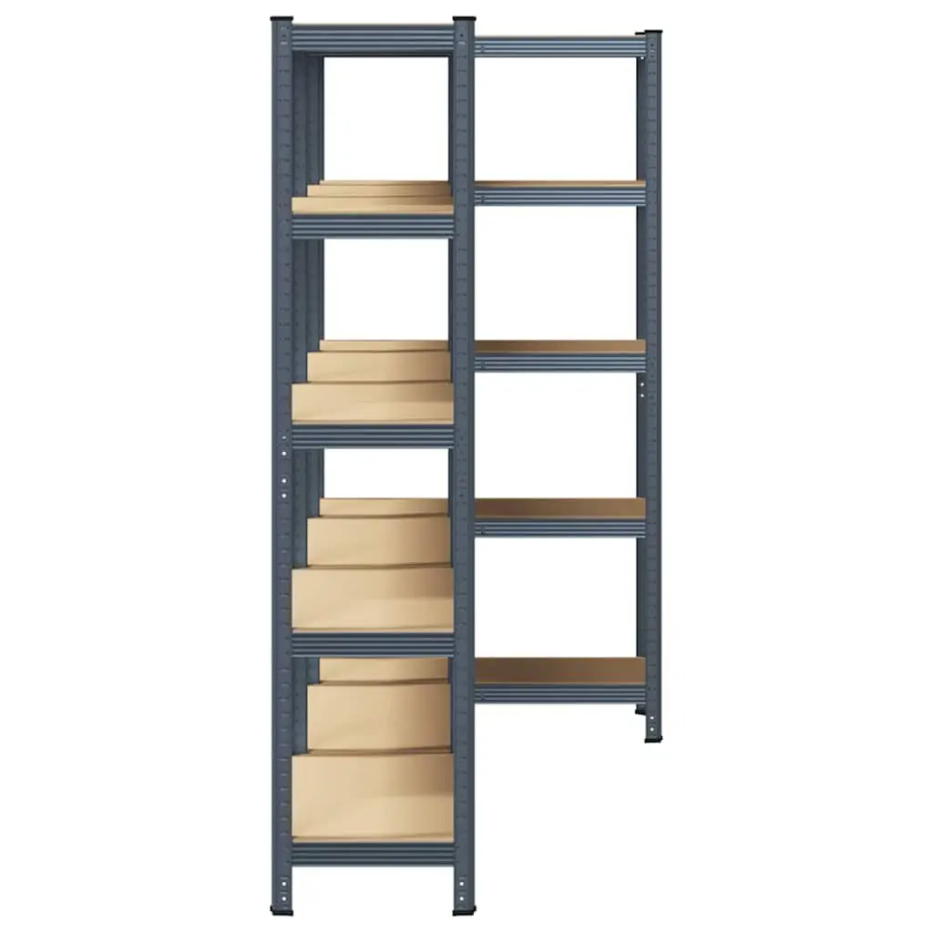 Industrial Storage Shelves Steel Frame Engineered Wood 5 Adjustable Levels Anthracite