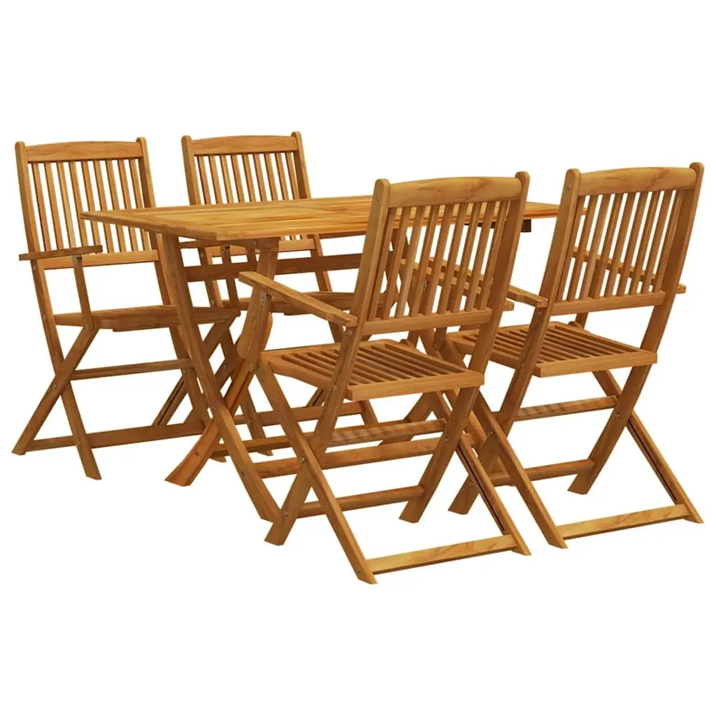 5 Piece Garden Dining Set Outdoor Patio Table Chairs Foldable Eucalyptus Wood