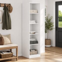 White Wardrobe Cupboard 5 Compartment Storage Cabinet Engineered Wood Hallway