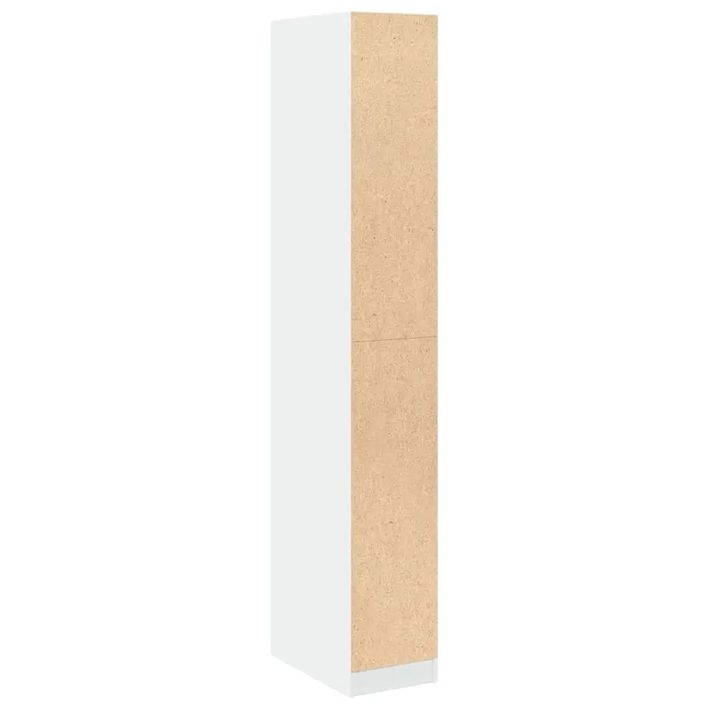 Wardrobe Compact White Storage Cabinet 30x50x200 cm with Compartment Drawers
