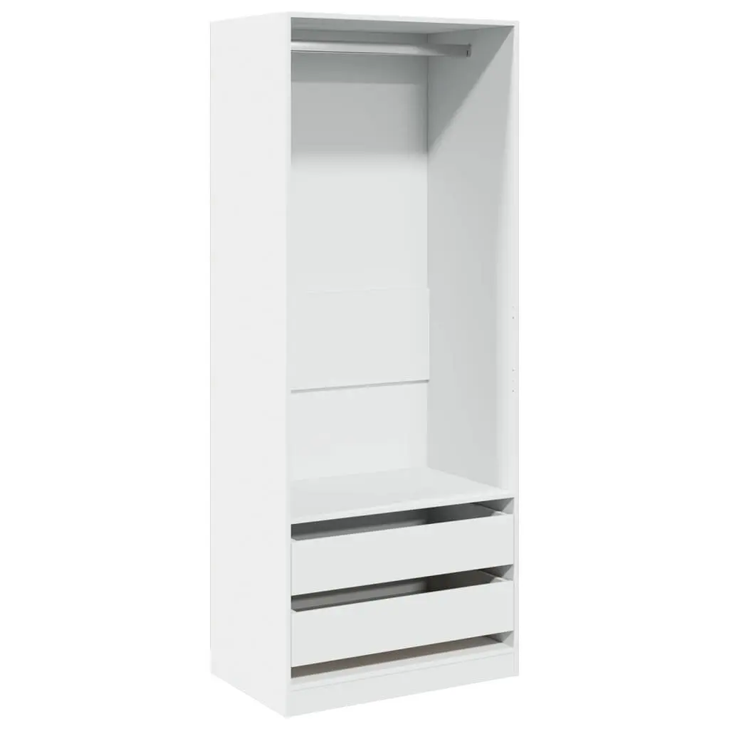 White Wardrobe Cupboard 80x50x200cm Storage Cabinet 1 Compartment 2 Drawers