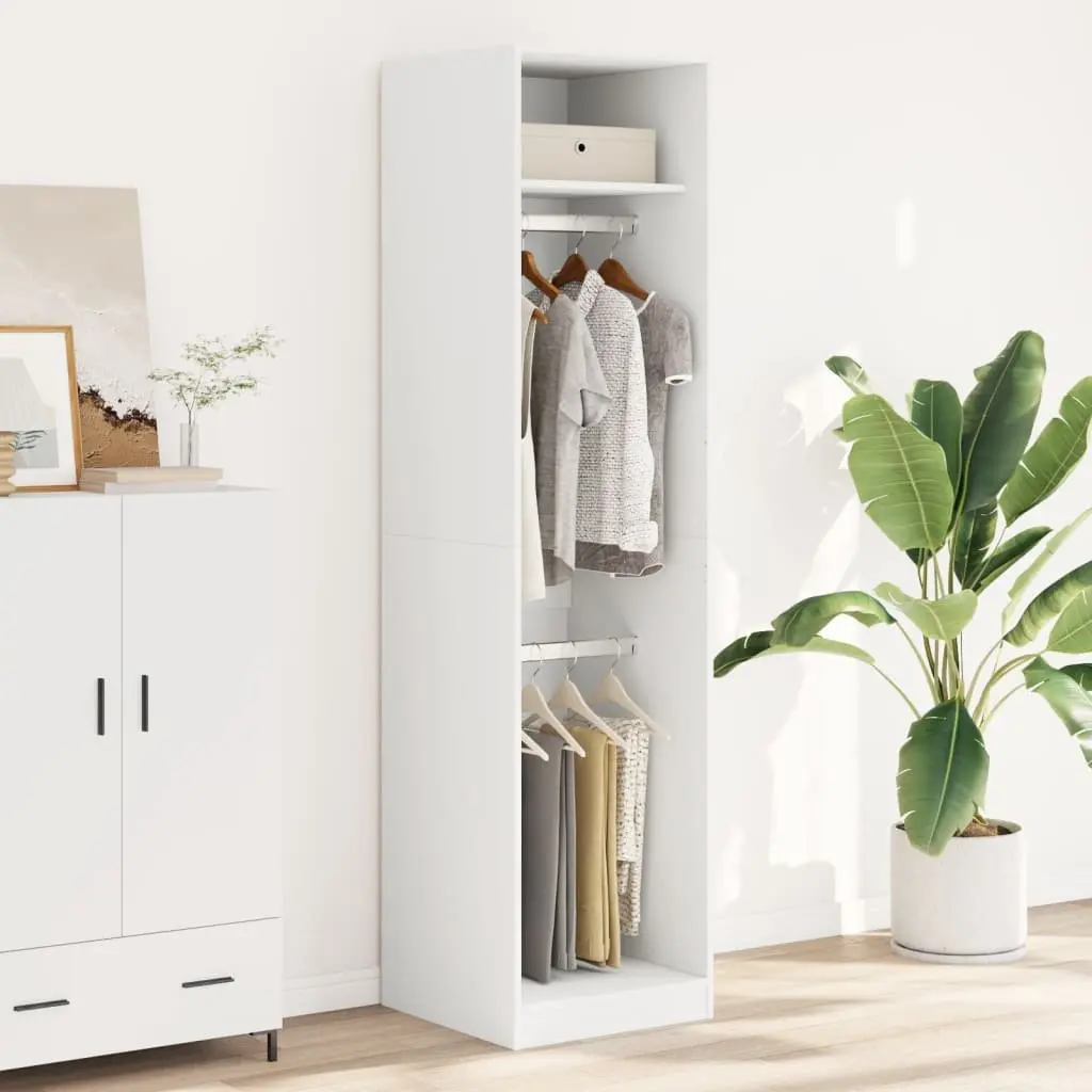 Wardrobe Cupboard White 50x50x200 cm Storage Cabinet 2 Compartments