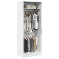 Wardrobe 80x50x200 cm White Storage Cupboard 2 Compartments Engineered Wood