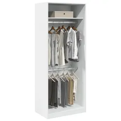 Wardrobe 80x50x200 cm White Storage Cupboard 2 Compartments Engineered Wood