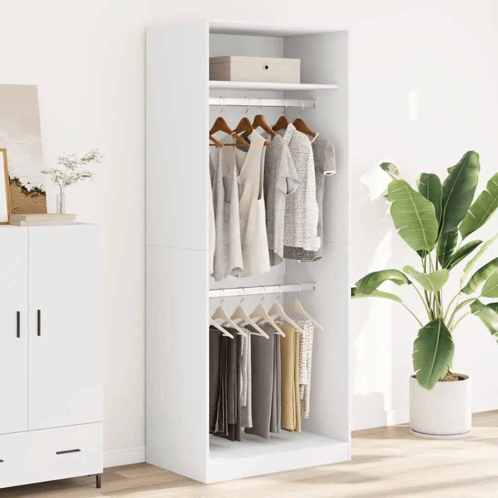 Wardrobe 80x50x200 cm White Storage Cupboard 2 Compartments Engineered Wood
