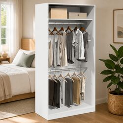 White Wardrobe Cupboard 100x50x200cm Engineered Wood Hallway Storage 2