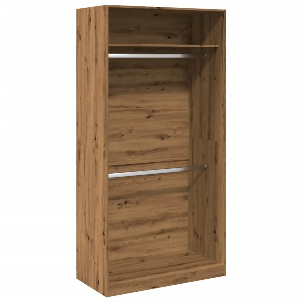 Wardrobe Cupboard Engineered Wood 100x50x200cm Brown 2 Compartments