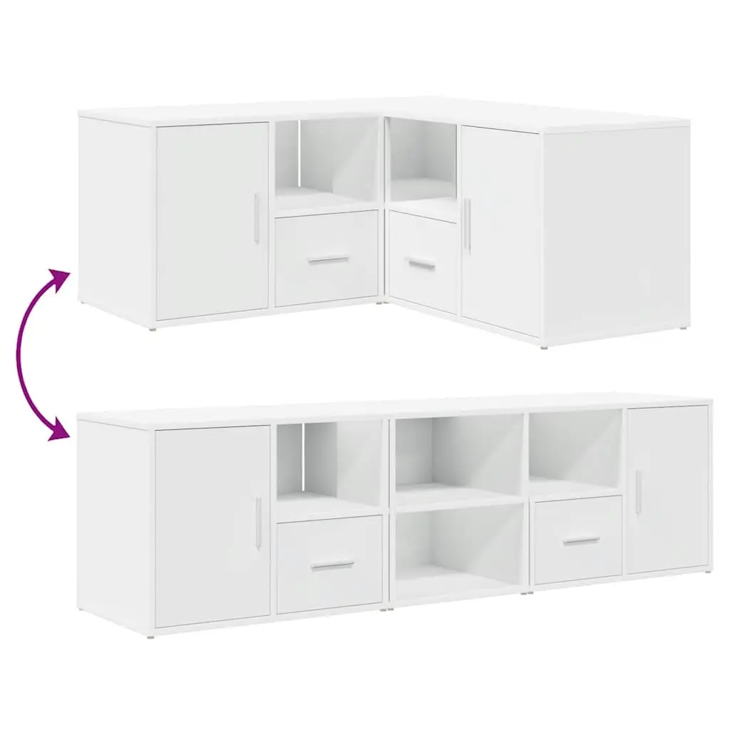 Corner Cabinet Engineered Wood White Storage Unit 160x40x45cm