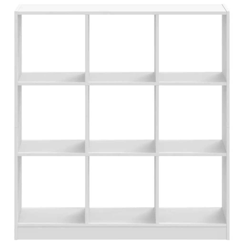 Bookcase White Engineered Wood 102x32x108 cm 9 Compartment Storage Display
