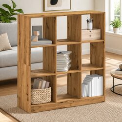 Bookcase 9 Compartment Storage Shelving Unit Display Rack Brown Engineered Wood