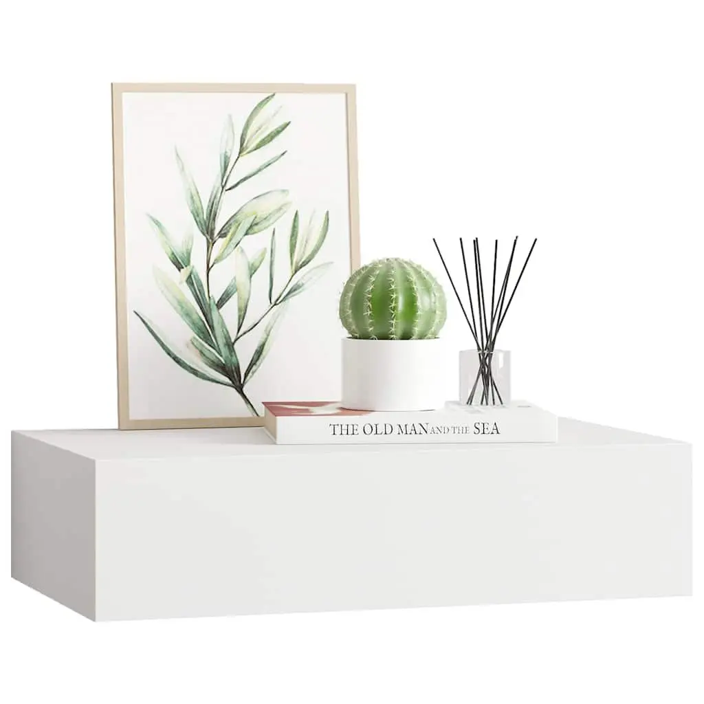 Wall-mounted Drawer Shelf Floating Storage Organizer 40x23.5x10cm White