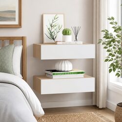 Wall Drawer Shelves 2 pcs Floating Storage Organiser Bedroom Living Room Decor