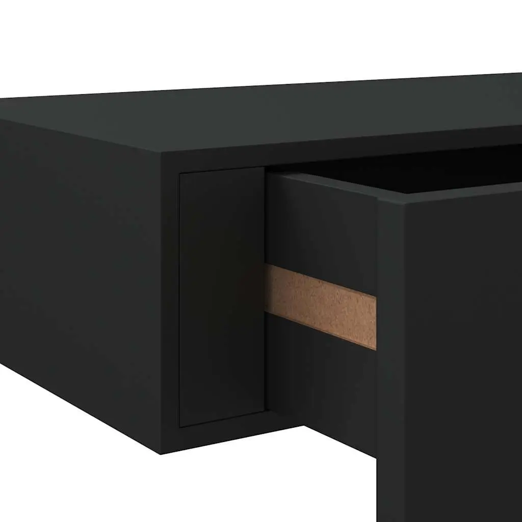 Wall-mounted Drawer Shelf Floating Storage Black MDF 60x23.5x10cm