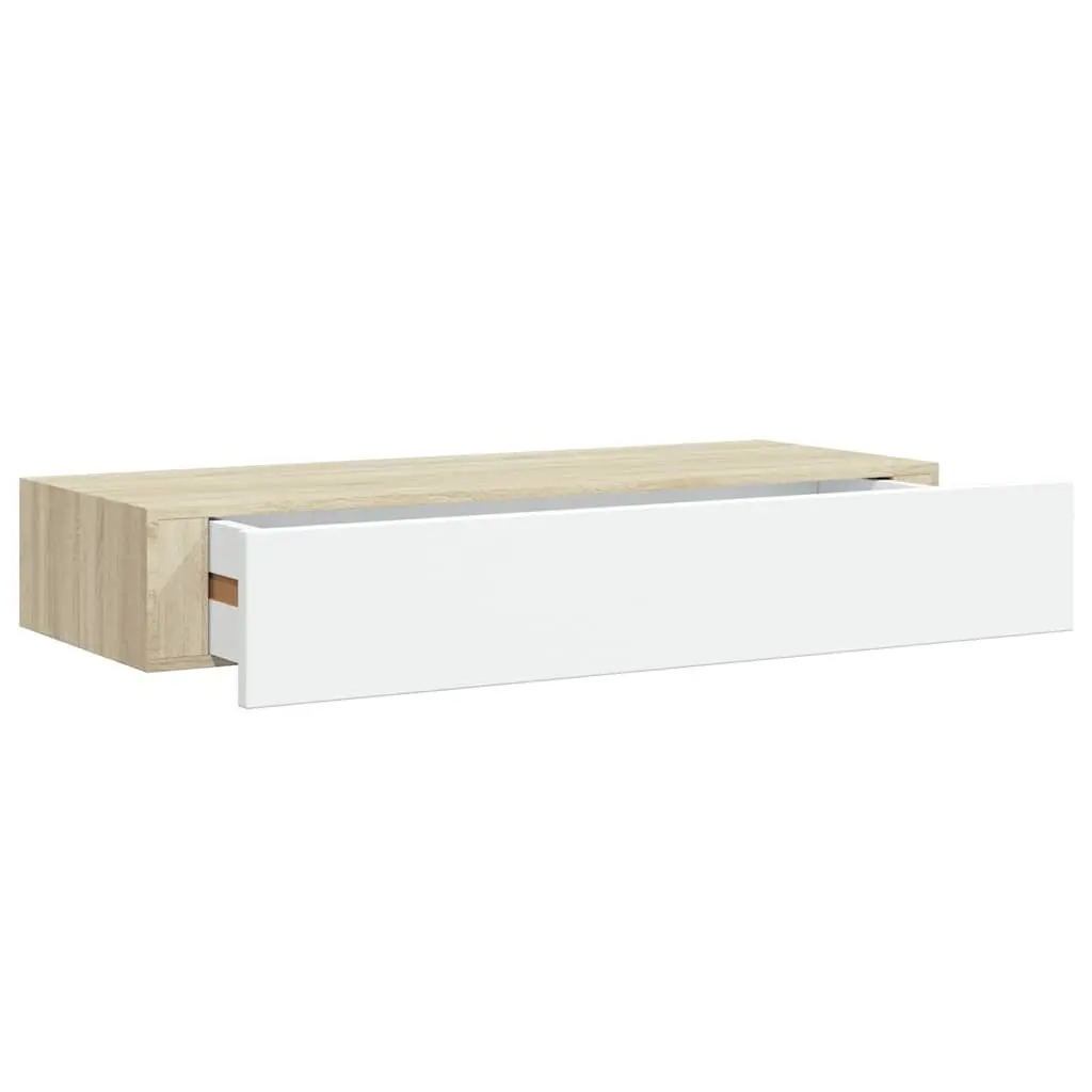 Wall-mounted Drawer Shelf Floating Storage MDF Brown 60x23.5x10cm