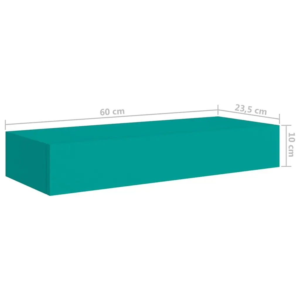 Wall-mounted Drawer Shelf Compact MDF Blue 60x23.5x10cm