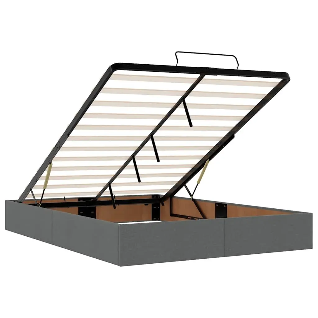 Ottoman Storage Bed Frame Double Grey Fabric Lift Mechanism