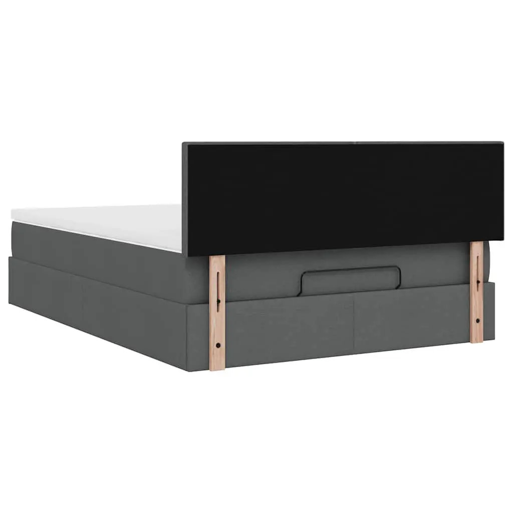 Ottoman Bed Queen with Pocket Spring Mattress Grey Fabric Storage