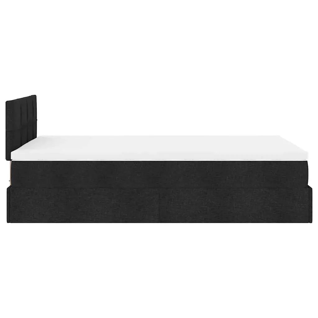 King Single Ottoman Bed with Pocket Spring Mattress Black Fabric