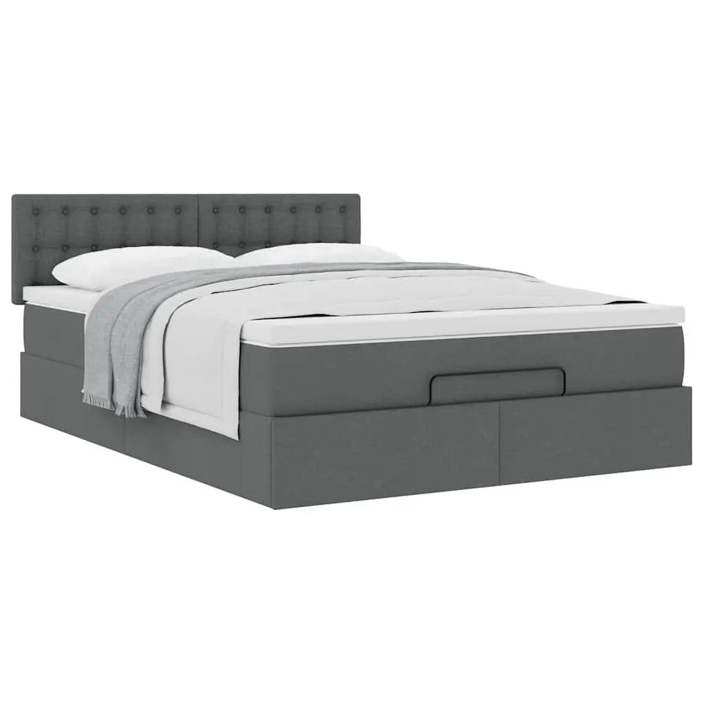 Ottoman Bed Queen Pocket Spring Mattress Grey Fabric Storage Lift Base