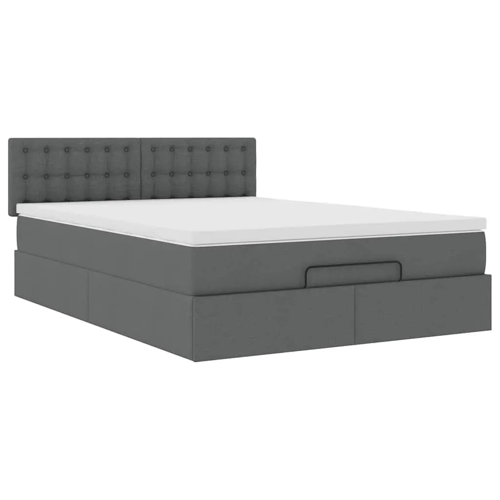 Ottoman Bed Queen Pocket Spring Mattress Grey Fabric Storage Lift Base